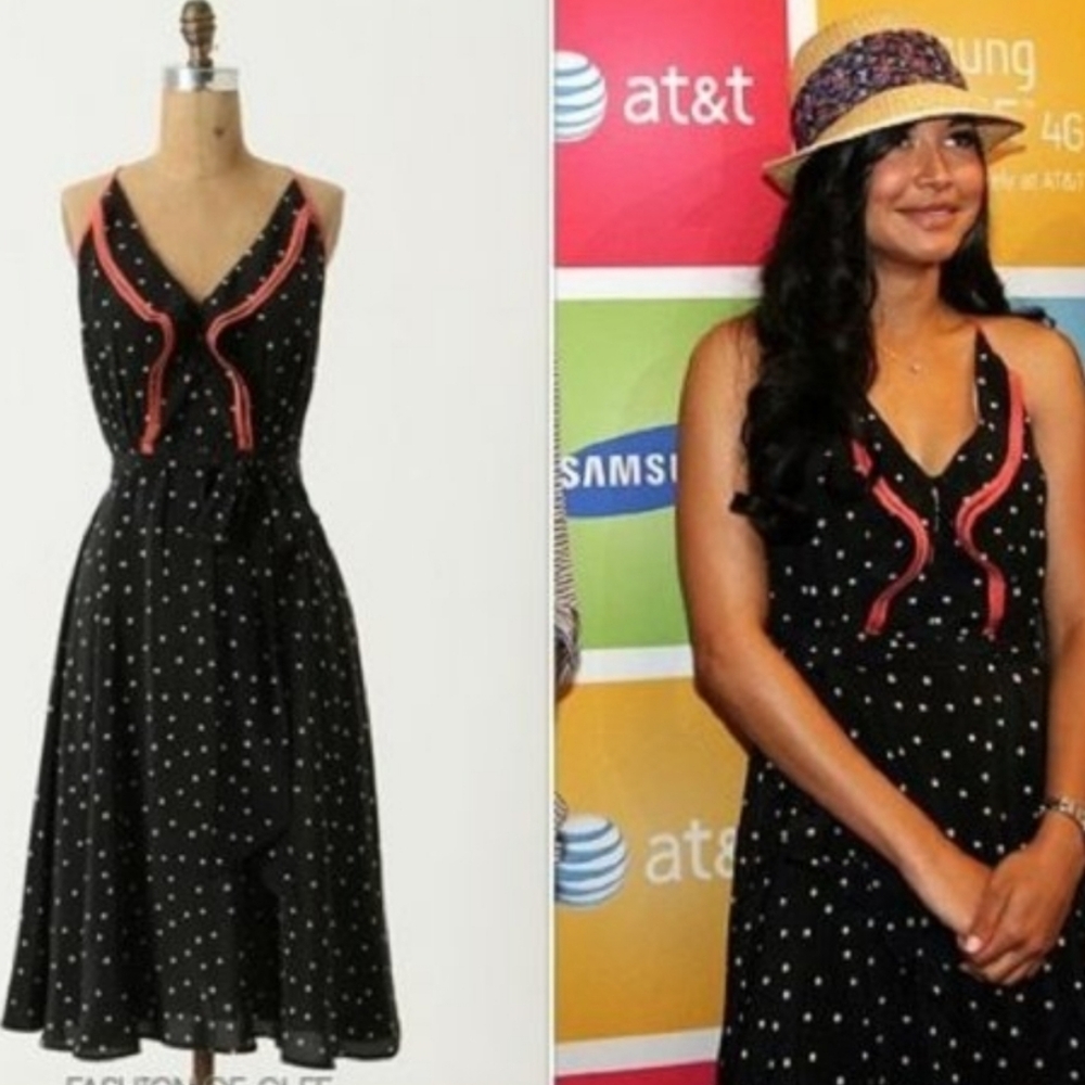 Girls From Savoy Black Polka Dot Dress with Pink Accents